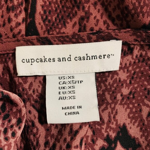 Cupcakes And Cashmere Snake Print Wrap Style Blouse XS Long Sleeve V-Neck - Picture 3 of 10